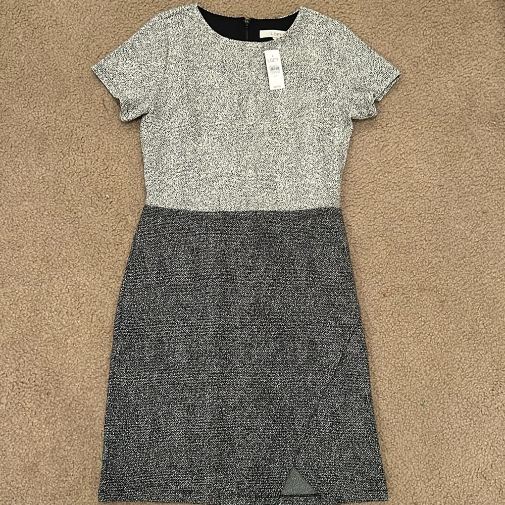 NWT LOFT Black and White Dress Size Tall 4